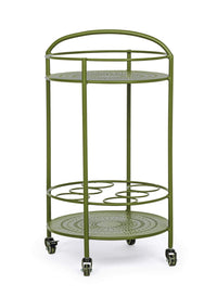 Carrello da Cucina 45x81 cm con Portabottiglie e Ruote in Acciaio Verde