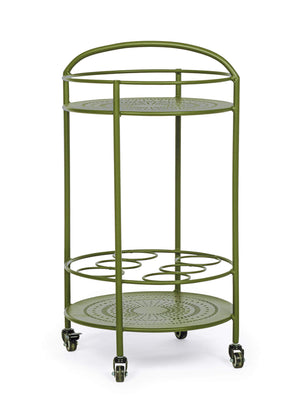 Carrello da Cucina 45x81 cm con Portabottiglie e Ruote in Acciaio Verde