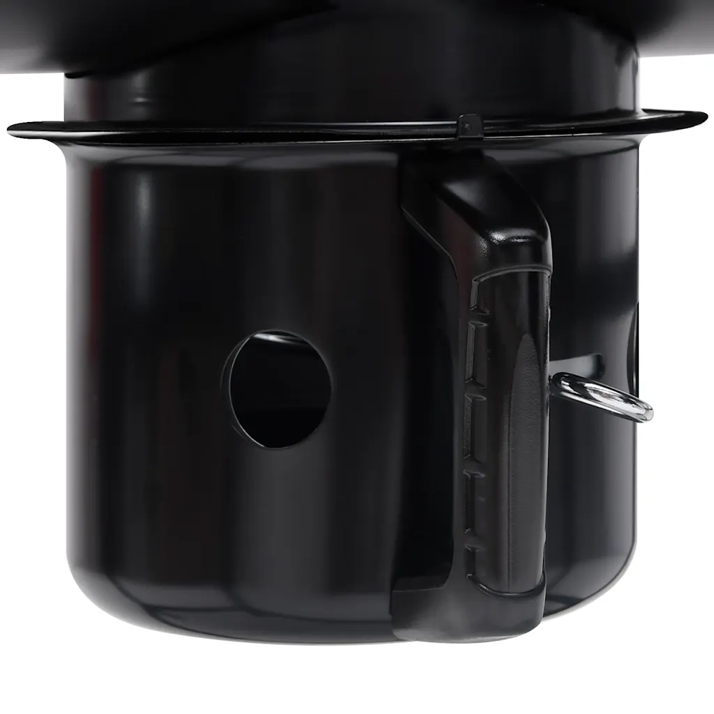 Barbecue a Barile con Ruote e Ripiani Acciaio Nero 115x85x95 cm CFW4450321