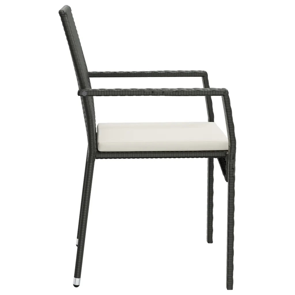 Set da Pranzo da Giardino 5 pz Nero con Cuscini in Polyrattan 3184989