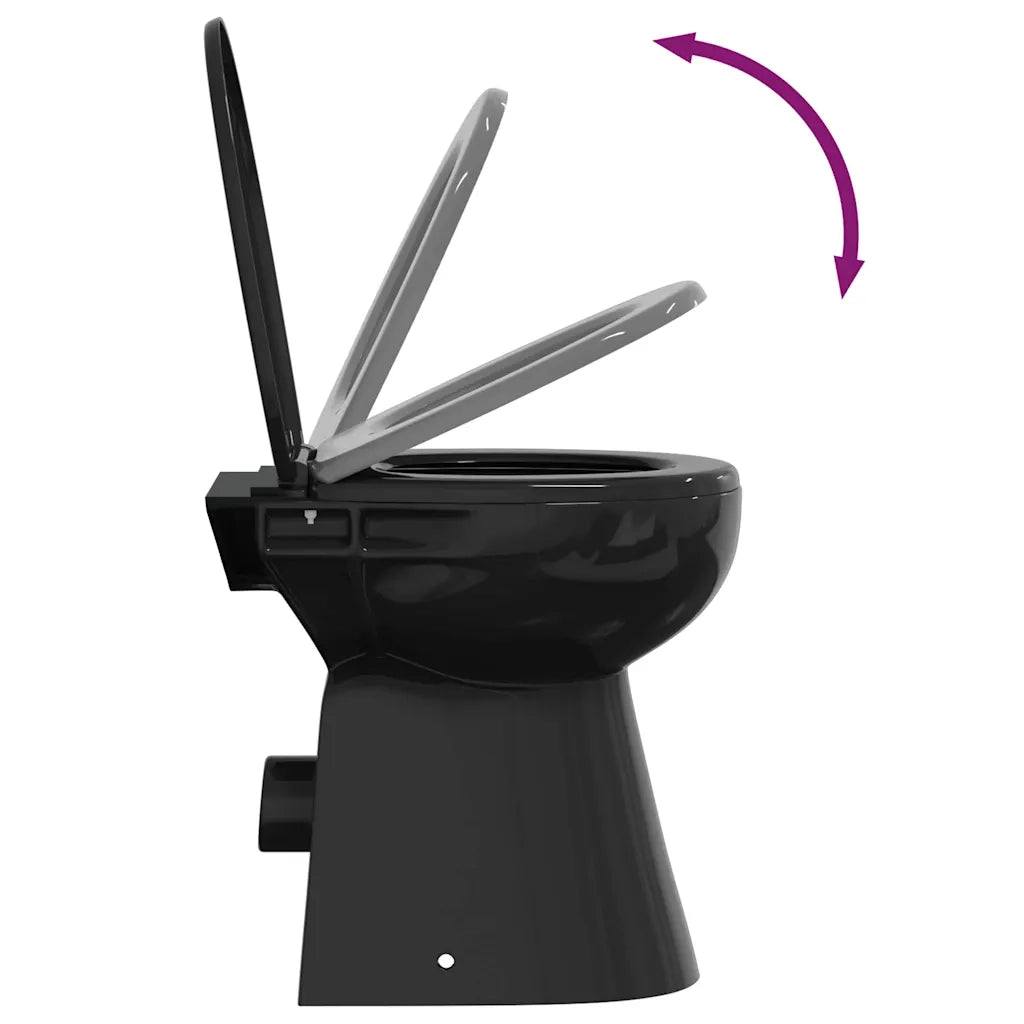 WC Senza Brida 7 cm Altezza Extra Chiusura Rallentata Ceramica Nera 145780