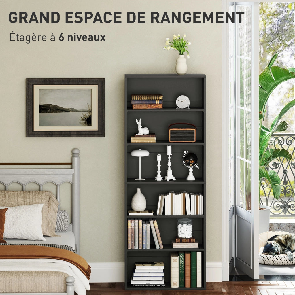 Libreria 6 ripiani scaffale mobile stoccaggio ¨C Xylo ¨C nero 60x24x158,5cm