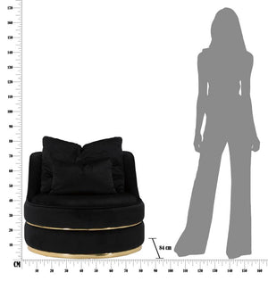 Poltrona Paris Space Nero/Oro Ø84x72 cm in Legno e Spugna Nero e Oro