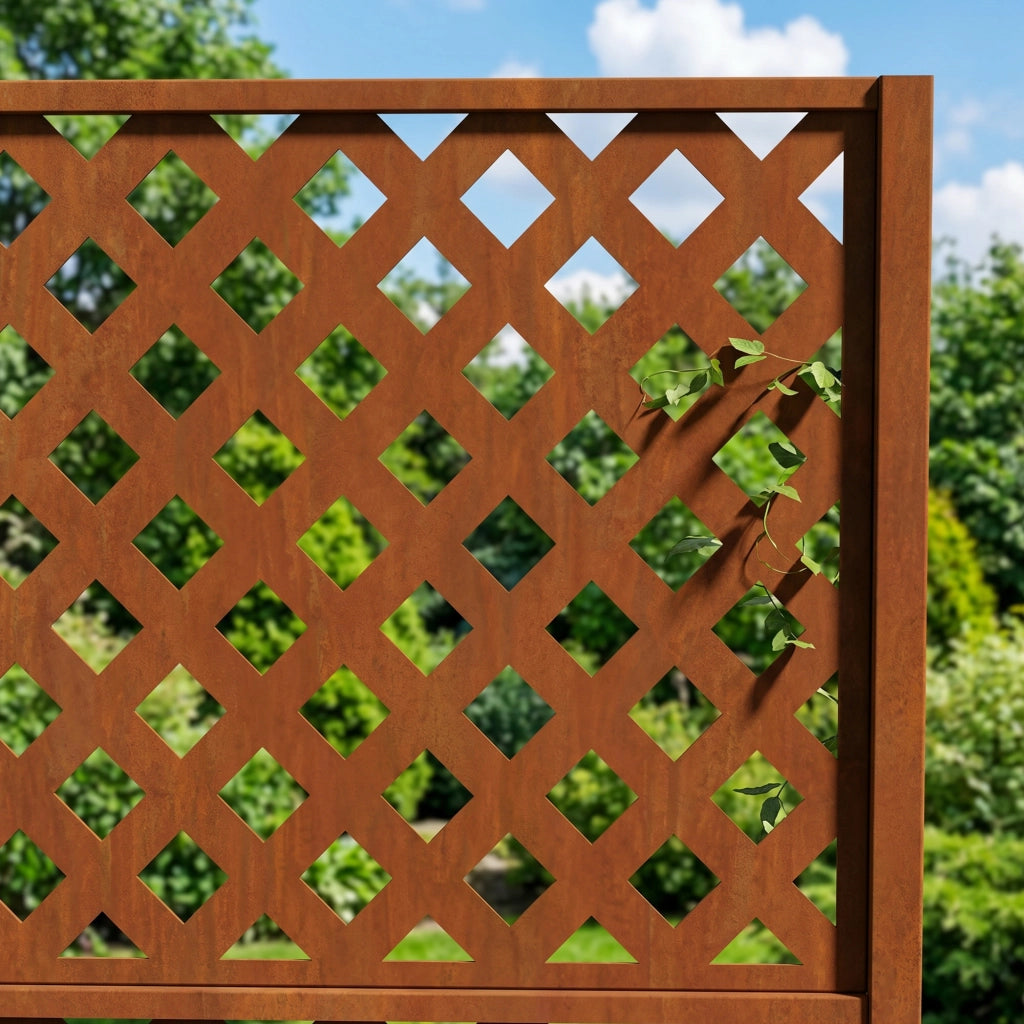 Fioriera Alta con Spalliera Malja in Acciaio Corten 146 x 83 x 31 cm - Marrone Ossidato casa.pro