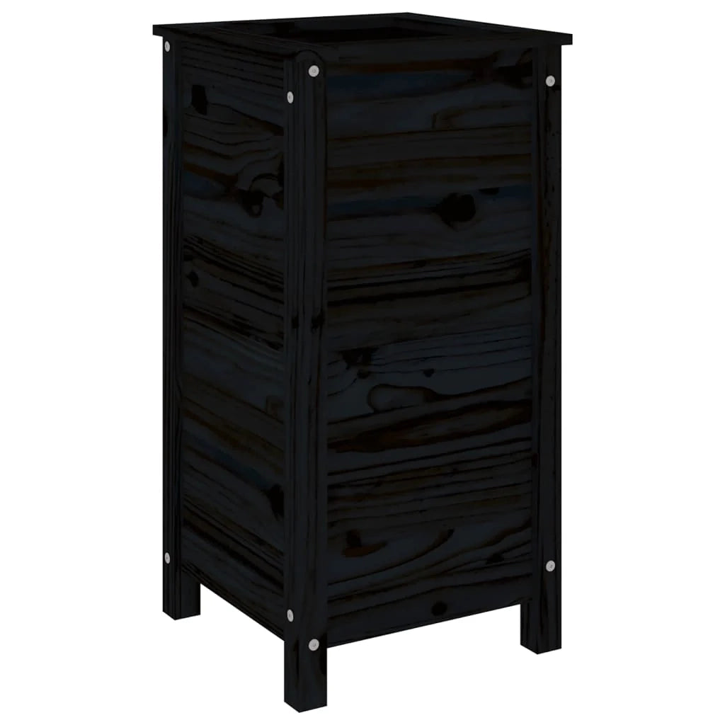 Fioriera rialzata per piante e fiori terrazza giardino 40 x 40 x 78 cm legno massello di pino nero 02_0037582