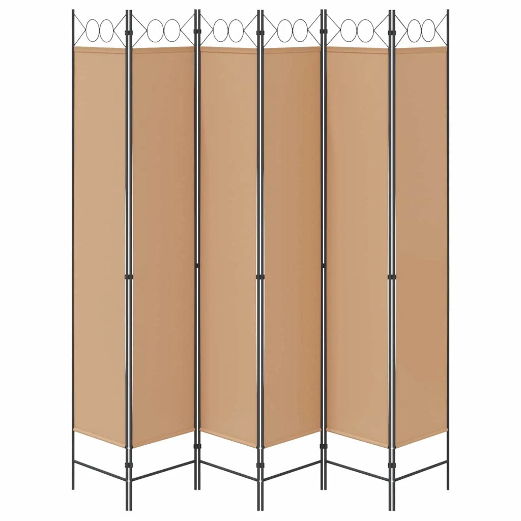 Divisore per Stanza a 6 Pannelli Beige 240 x 220 cm Tessuto 42039206