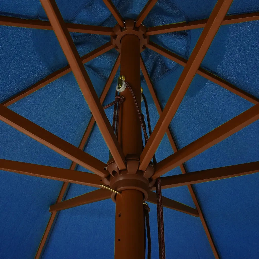 Ombrellone da Esterni con Palo in Legno 330 cm Azzurro cod mxl 21054