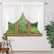 Gordino da finestra di voile - moderno e corto - bianco - 150 x 400 cm