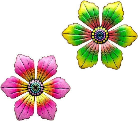Decorazione per Parete in Acciaio con Fiori - Fiori Colorati per Parete - Decorazione per Parete con Fiori Smeati - Set di Decorazioni