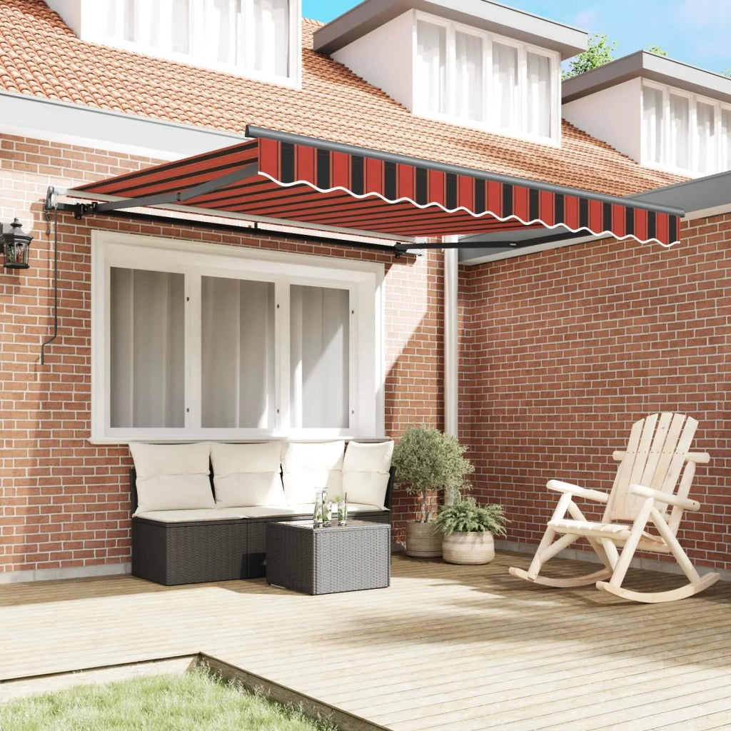 Tenda retrattile-Tenda parasole per balcone Rosso e Nero 350 x 250 cm Tessuto e Alluminio