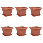 Fioriere | Cassetta per fiori | Vasi per Piante 6 pz Rosso Mattone 38 x 38 x 30 cm Plastica