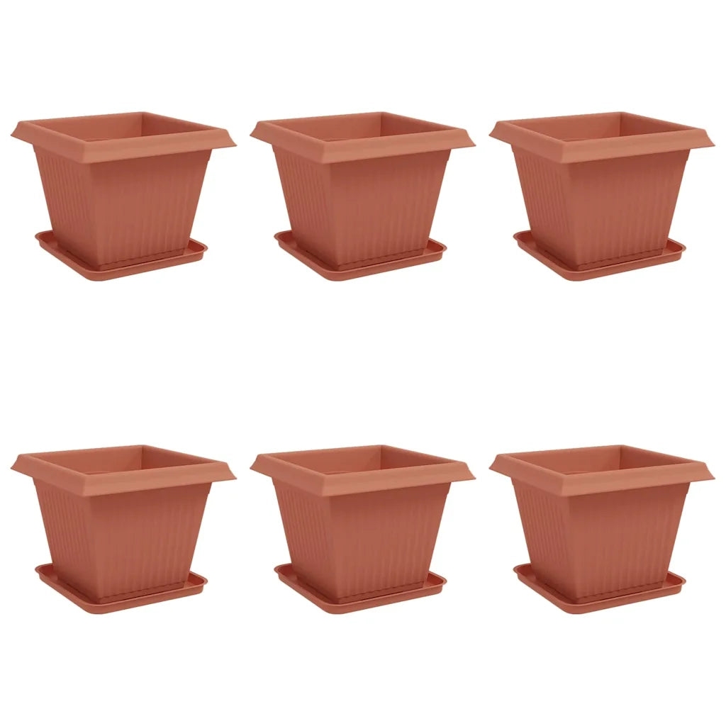 Fioriere | Cassetta per fiori | Vasi per Piante 6 pz Rosso Mattone 38 x 38 x 30 cm Plastica