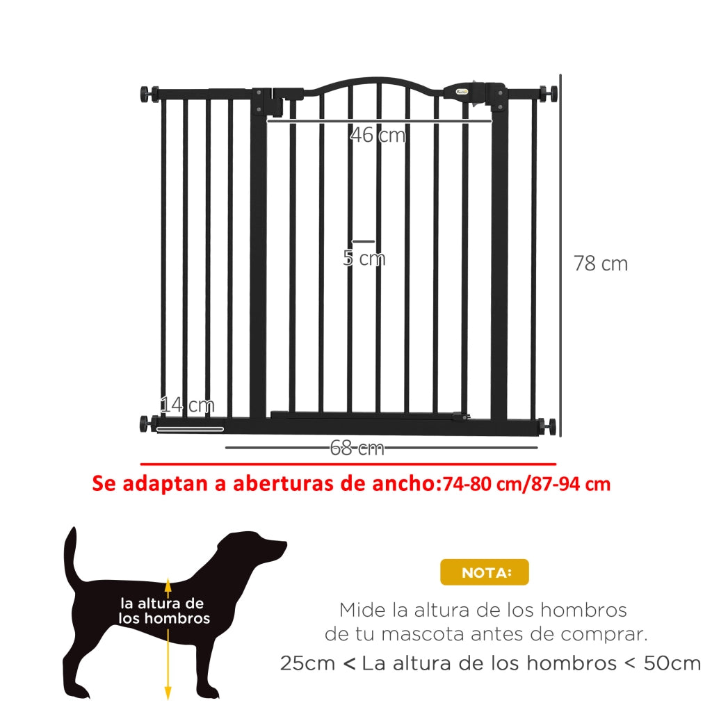Barriera di Sicurezza per Cani 74-94 cm ¨C zephmum ¨C Nero