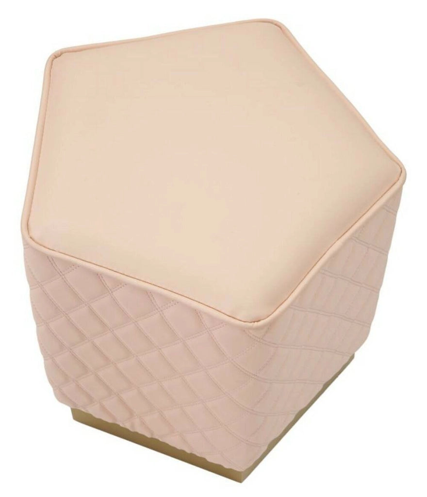 Pouf Suasa, Poltrona multiuso, Scendiletto, Pouf poggiapiedi, 38x38 h38 cm, Rosa e Oro