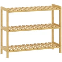 Scarpiera in Bambù a 3 Livelli per 9 Paia 70x26x57,5 cm Legno Naturale