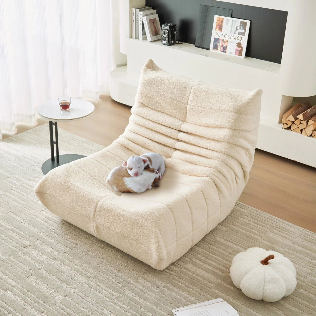 POLTRONA Relax 110 x 85 x 79 cm in Poliestere e Schiuma Beige