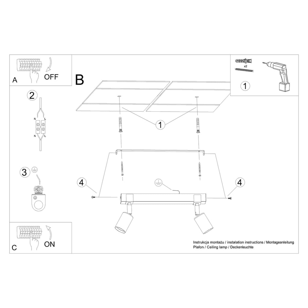 Spot soffitto industriale 2 luci nero/legno E27 LIMERO