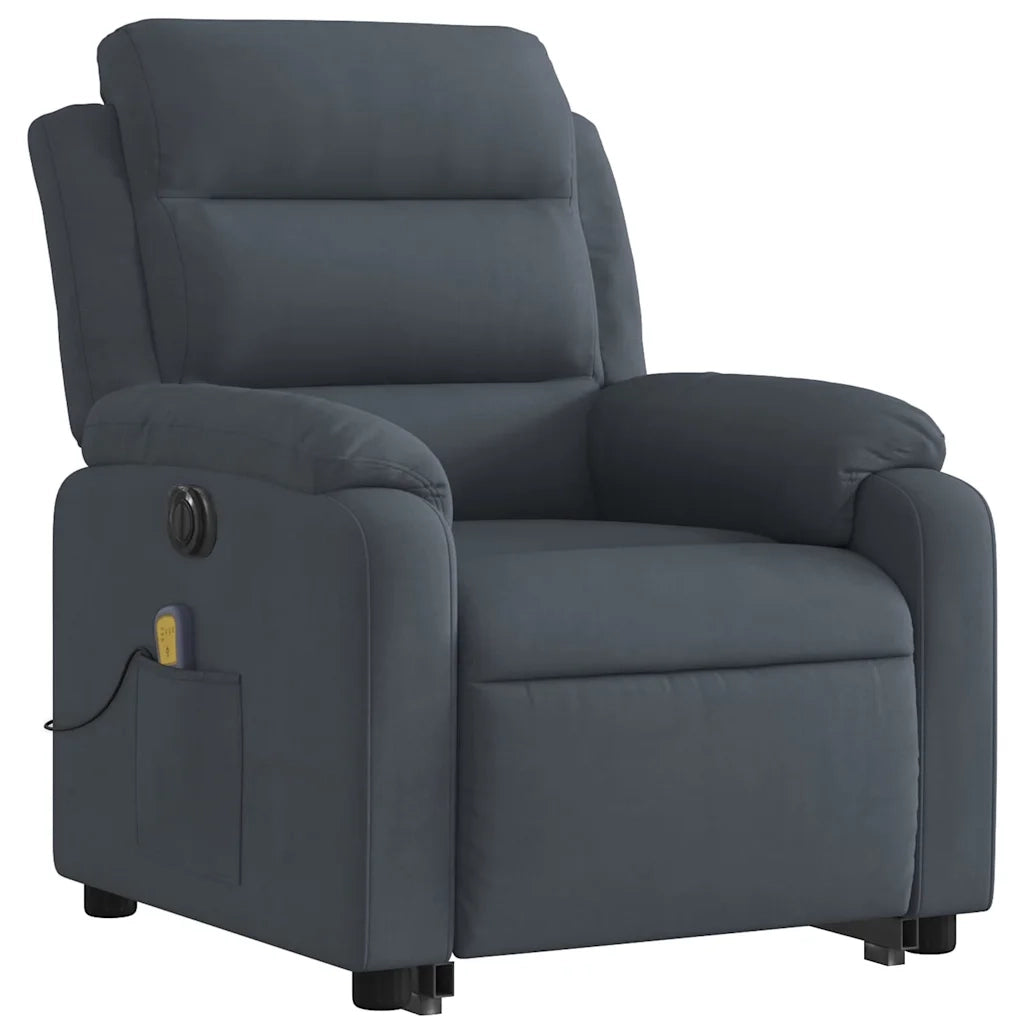 Poltrona Alzapersona Massaggio Elettrica Grigio Scuro Velluto 3205126