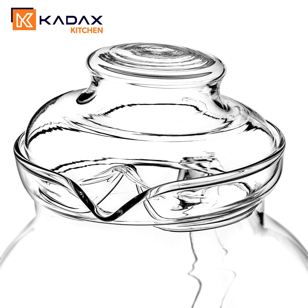 Brocca in vetro resistente al calore KADAX con infusore e riscaldatore per tè, 1,5 l