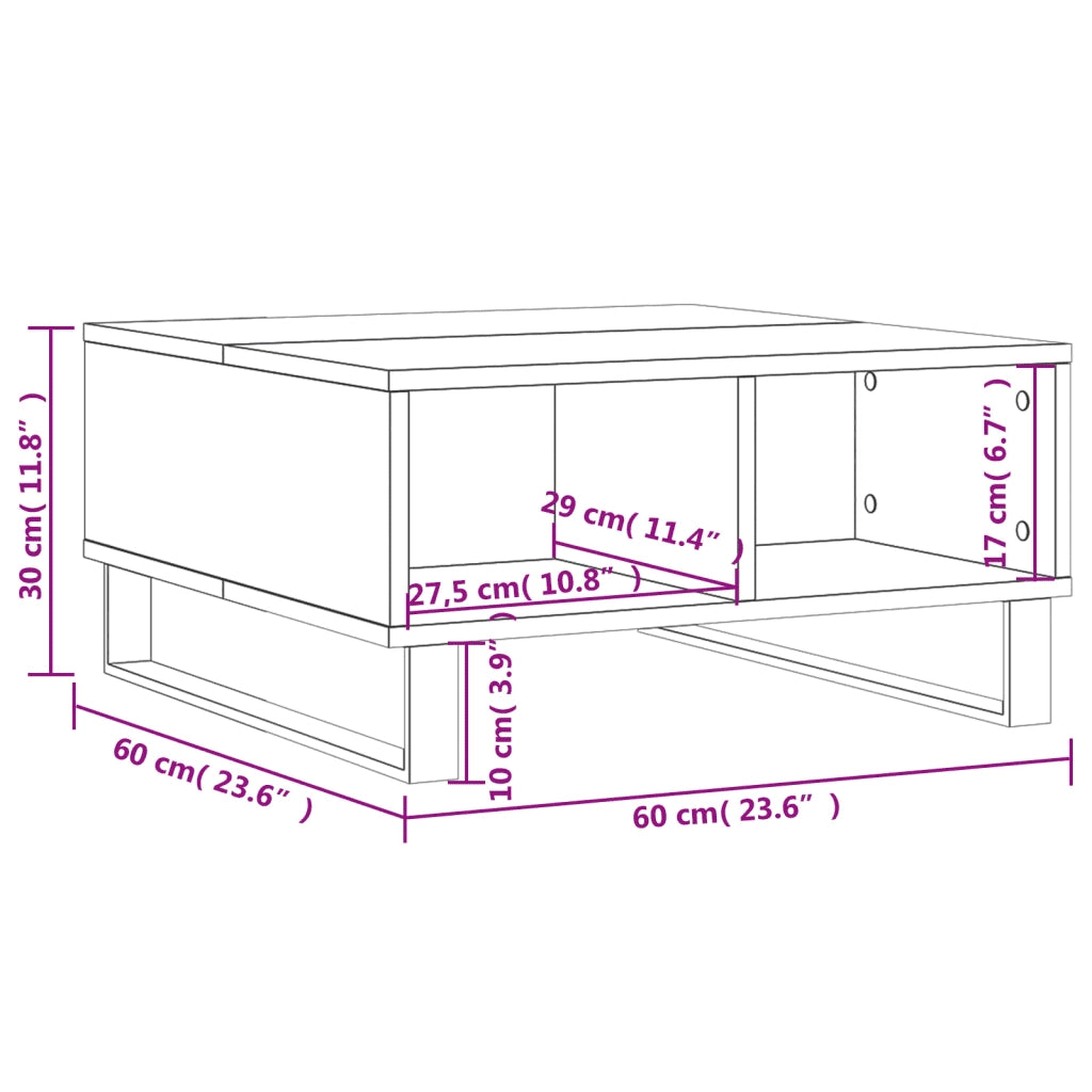 Tavolino da Salotto Bianco 60x60x30 cm in Legno Multistrato 827044