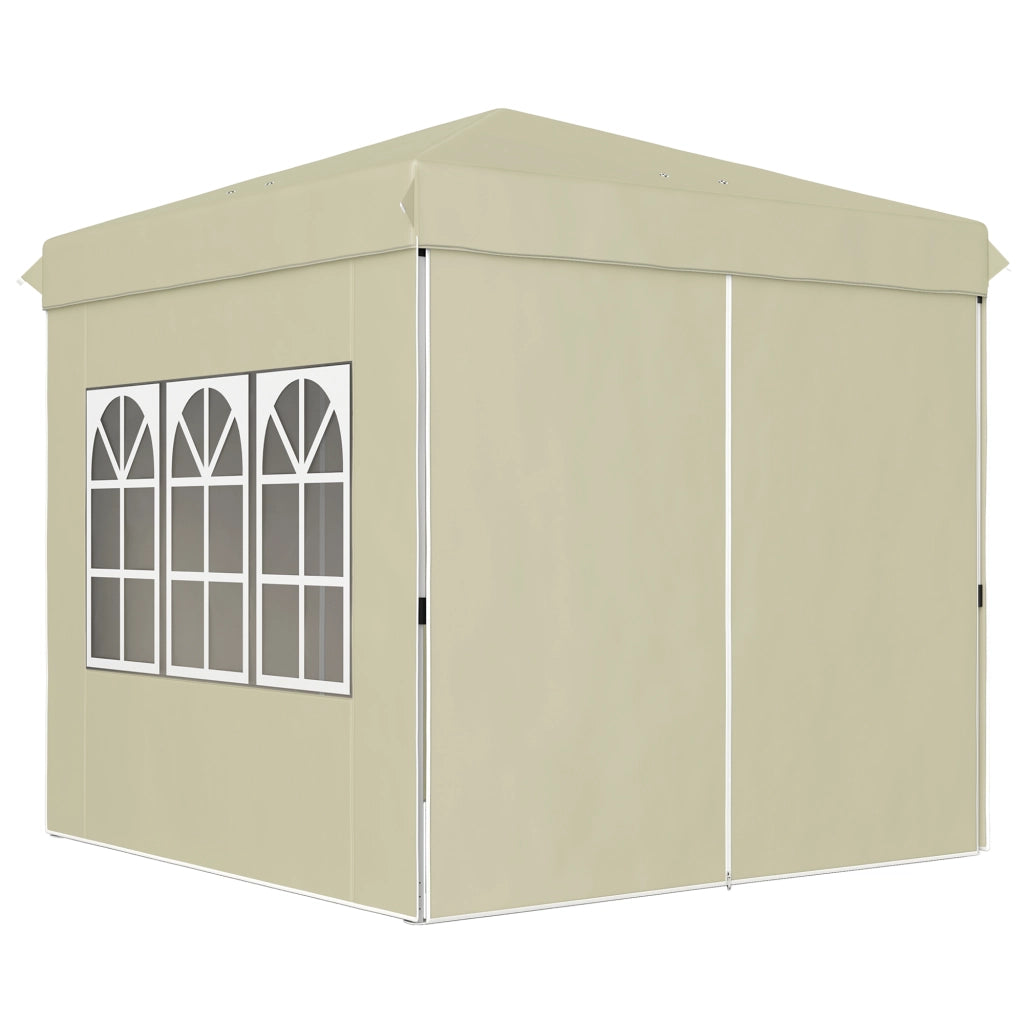 Gazebo pieghevole con pareti laterali e borsa da trasporto ¨C zephmum ¨C cremewei? 2.5x2.5m