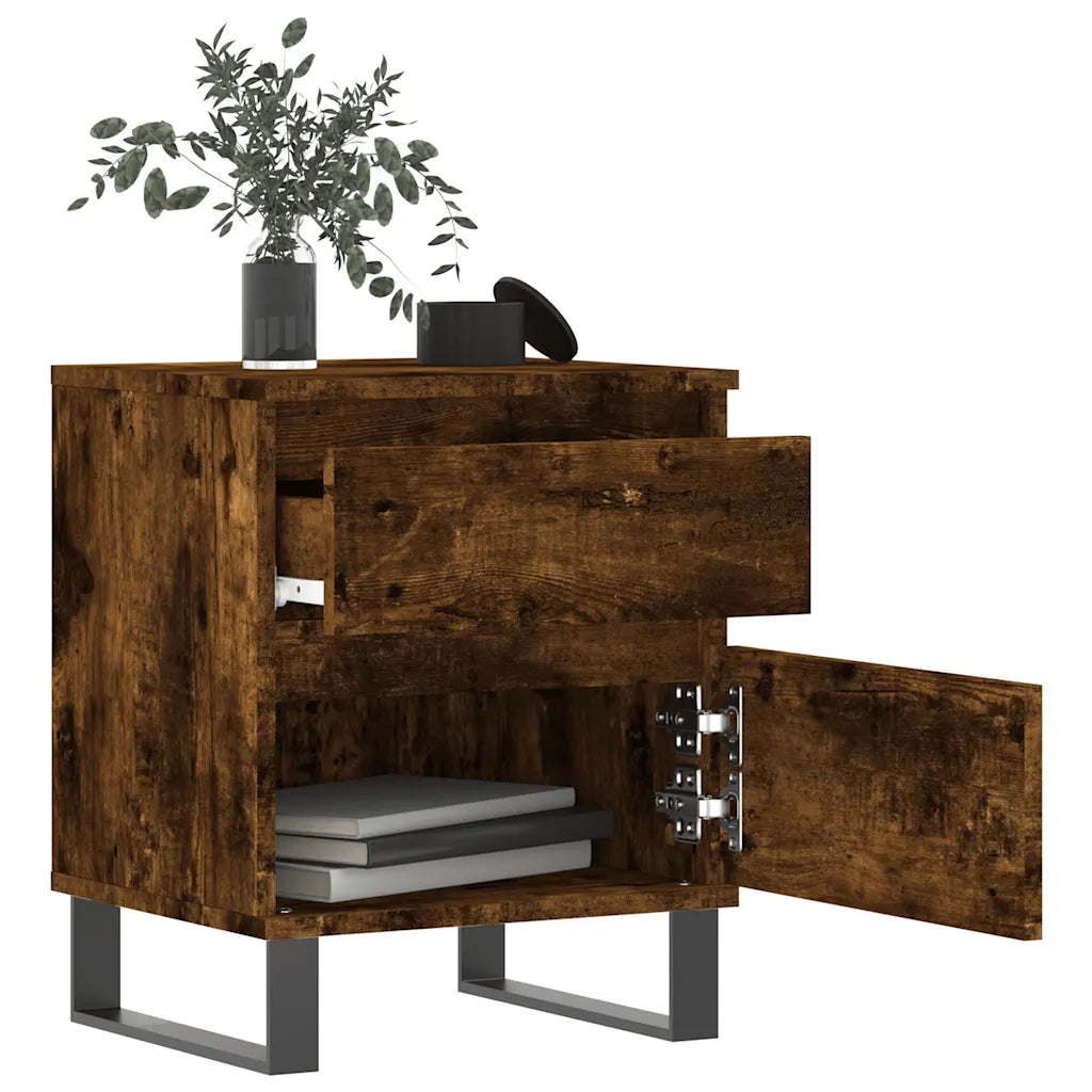 Comodino-Tavolino da notte Rovere Fumo 40x35x50 cm in Legno Multistrato 489376