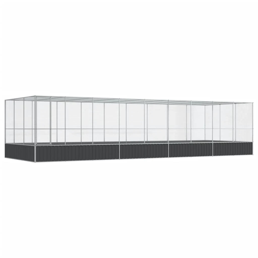 Voliera a gabbia con estensione in argento 932 x 307 x 212 cm acciaio argento 02_0045668