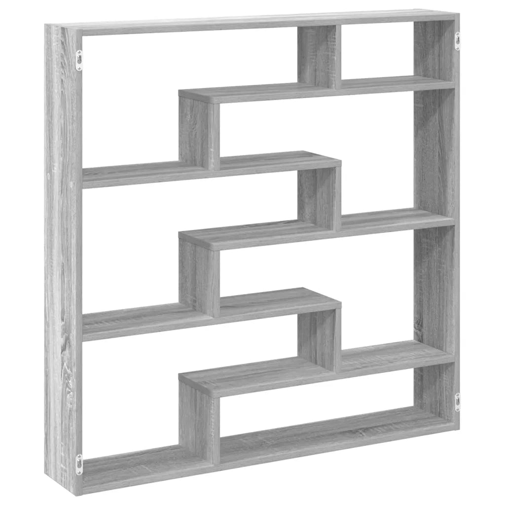 Mensola a Cubo da Parete 7 Scomparti Truciolato Grigio Sonoma 860027