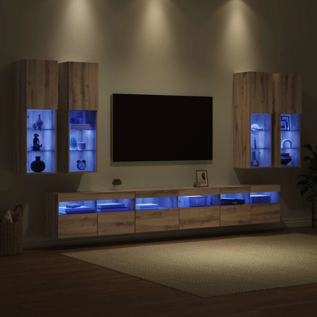 Set di Mobiletto da TV a Parete 7 pcs Rovere artigianale 3402798