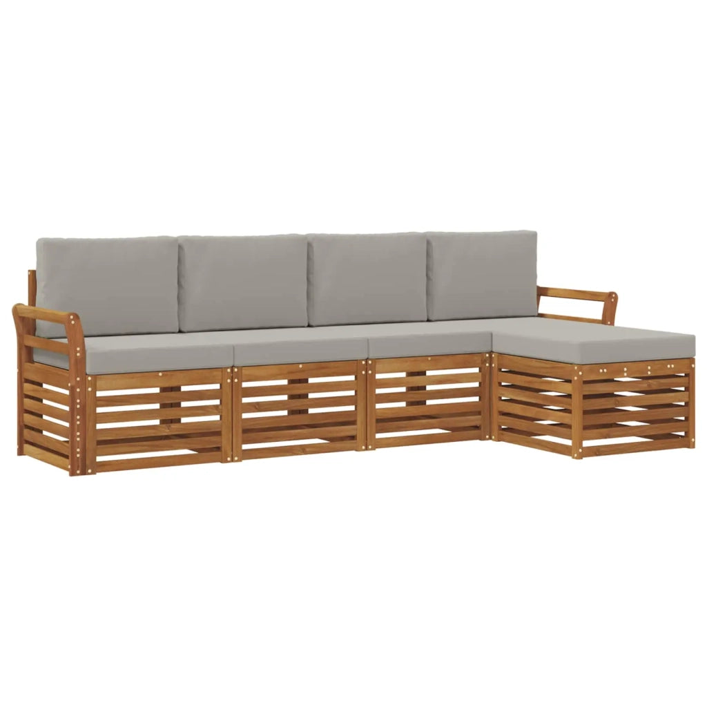 Set divani con cuscino 5 pcs Grigio Naturale e Chiaro 3374651