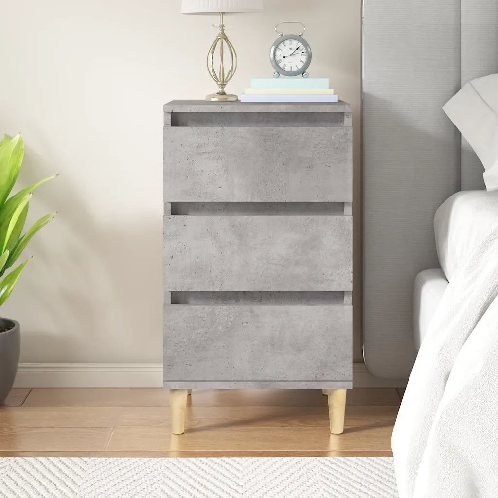 Comodino | Armadio da Notte | Mobiletto da notte Grigio Cemento 40x35x70 cm in Legno Multistrato