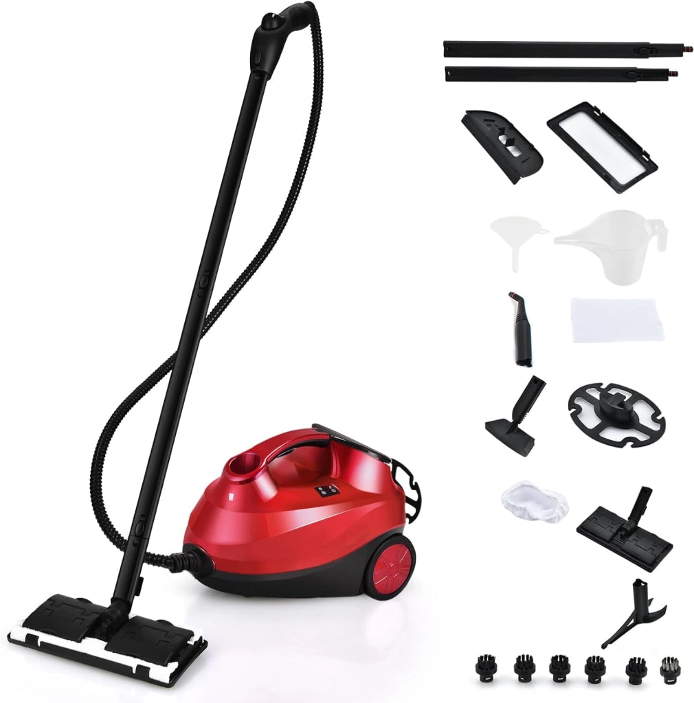 Pulitore a Vapore Portatile 2000W, Pressione del Vapore: 4 Bar, Massimo 108℃, Preriscaldamento: 5-6 Min, Serbatoio dell'Acqua: 1,5L, con 19 Accessori, per Divano, Pavimento, Finestra (Viola)