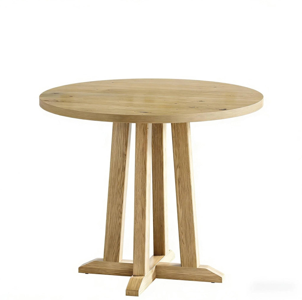 Tavolo da pranzo rotondo 80 cm in legno marrone, per 2-4 persone, salvaspazio