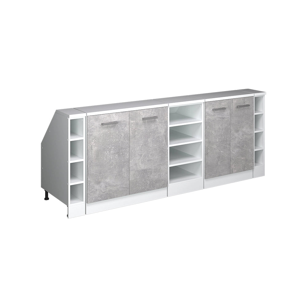 Set di mobili sottotetto Rion Calcestruzzo/Bianco 210 cm Set di 5 carcasse armadio profondità 60 cm Vicco