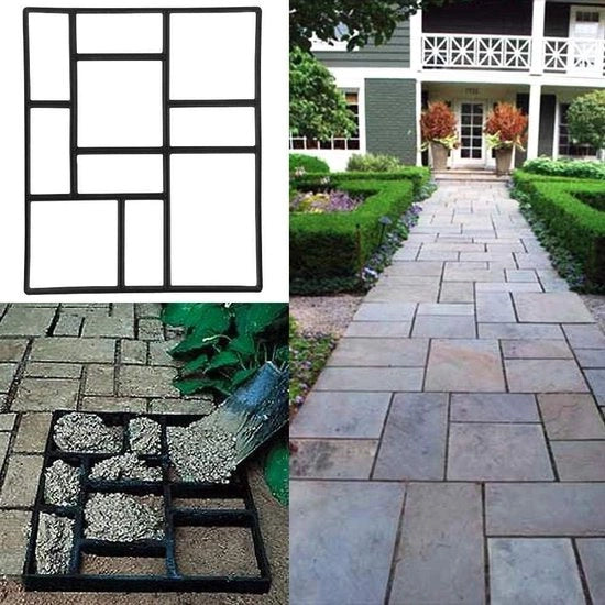 Modello di pietra di copertura per strade, stampo per pietra di copertura, stampo per cemento, forma per pietra di copertura per allé, terrazza, Pathmate Stone 60 x 50 x 5 cm - bestratori.