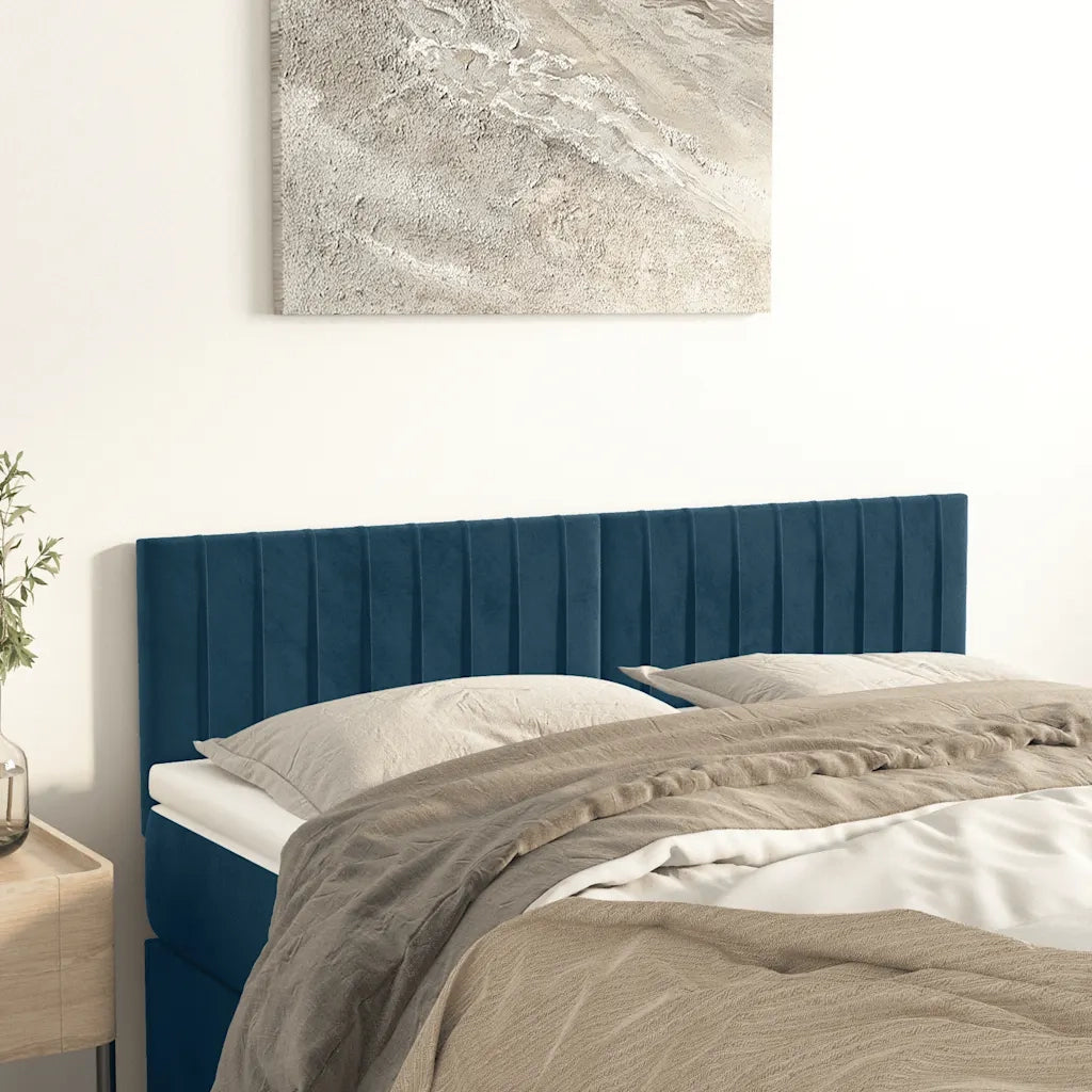 Testiera Blu Scuro 144x5x78/88 cm in Velluto 346254