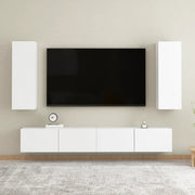 Set Mobili Porta TV 4 pz-Credenza per TV Bianco in Legno Multistrato 600036