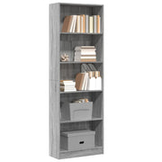 Libreria-Scaffale per Libri-Mobile di Stoccaggio Grigio Sonoma 60x24x176 cm in Legno Multistrato
