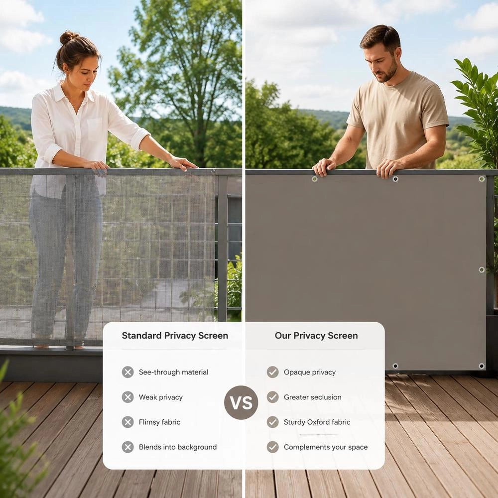 Balcony Privacy Screen, Taupe, 75x400 Cm, Oxford Fabric