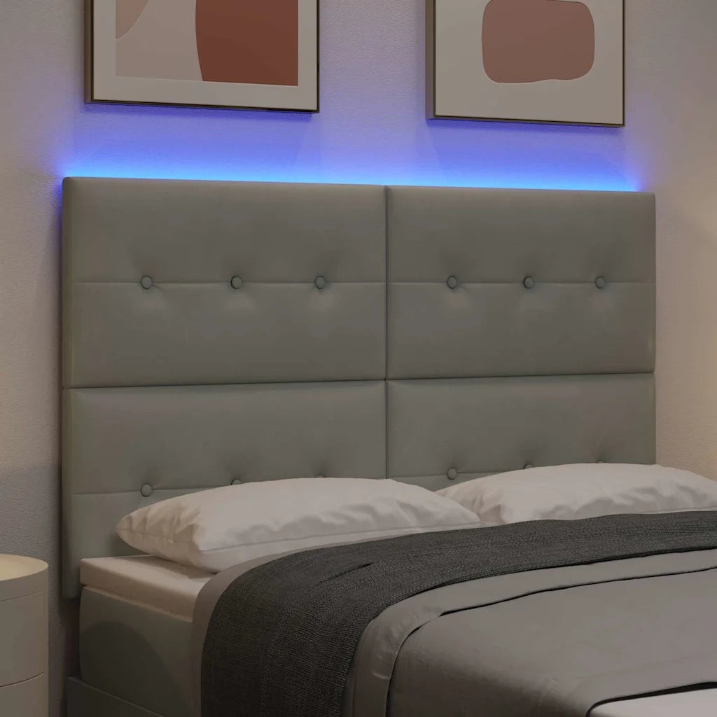 Testiera LED con strisce LED Grigio chiaro 144 cm Velluto 3338430