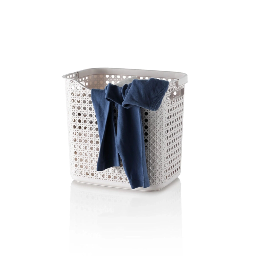 Cesto portabiancheria con manico LINO beige