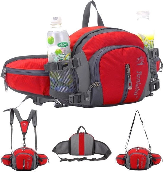 Zak da fatica multifunzionale stile militare con resistenza all'acqua per fanny pack con contenitore per bottiglia per corsa, camminata, bicicletta, arrampicata, campeggio