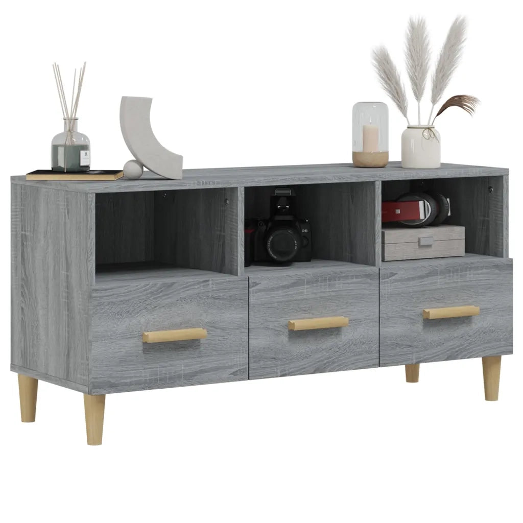 Mobile TV Grigio Sonoma 102x36x50 cm in Legno Multistrato 817496