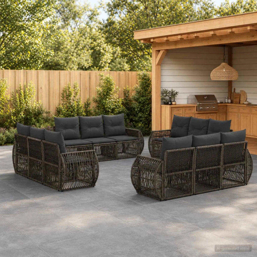 Set Divano da Giardino 12 pz Grigio e Grigio Scuro polyrattan 3435368