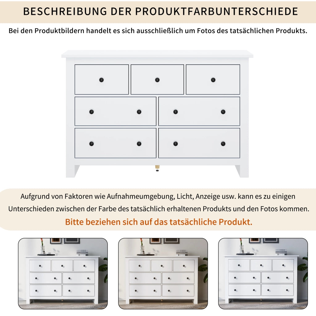 Credenza; 152x40x89 cm; con 7 cassetti; bianco