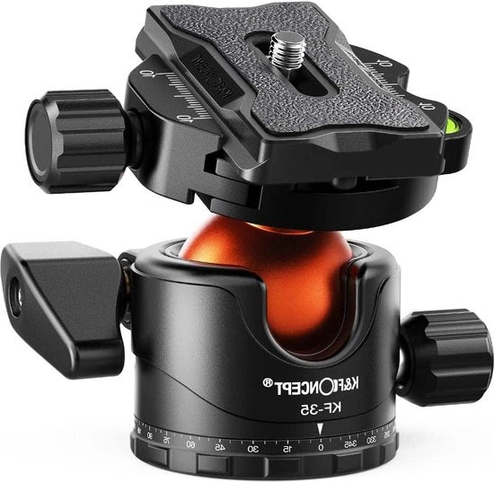 Adattatore a vite a sfera in alluminio per 3/8 pollici - 360 gradi di rotazione - piatto rapido 1/4 pollici - carico massimo 15 kg - per supporto e fotocamera