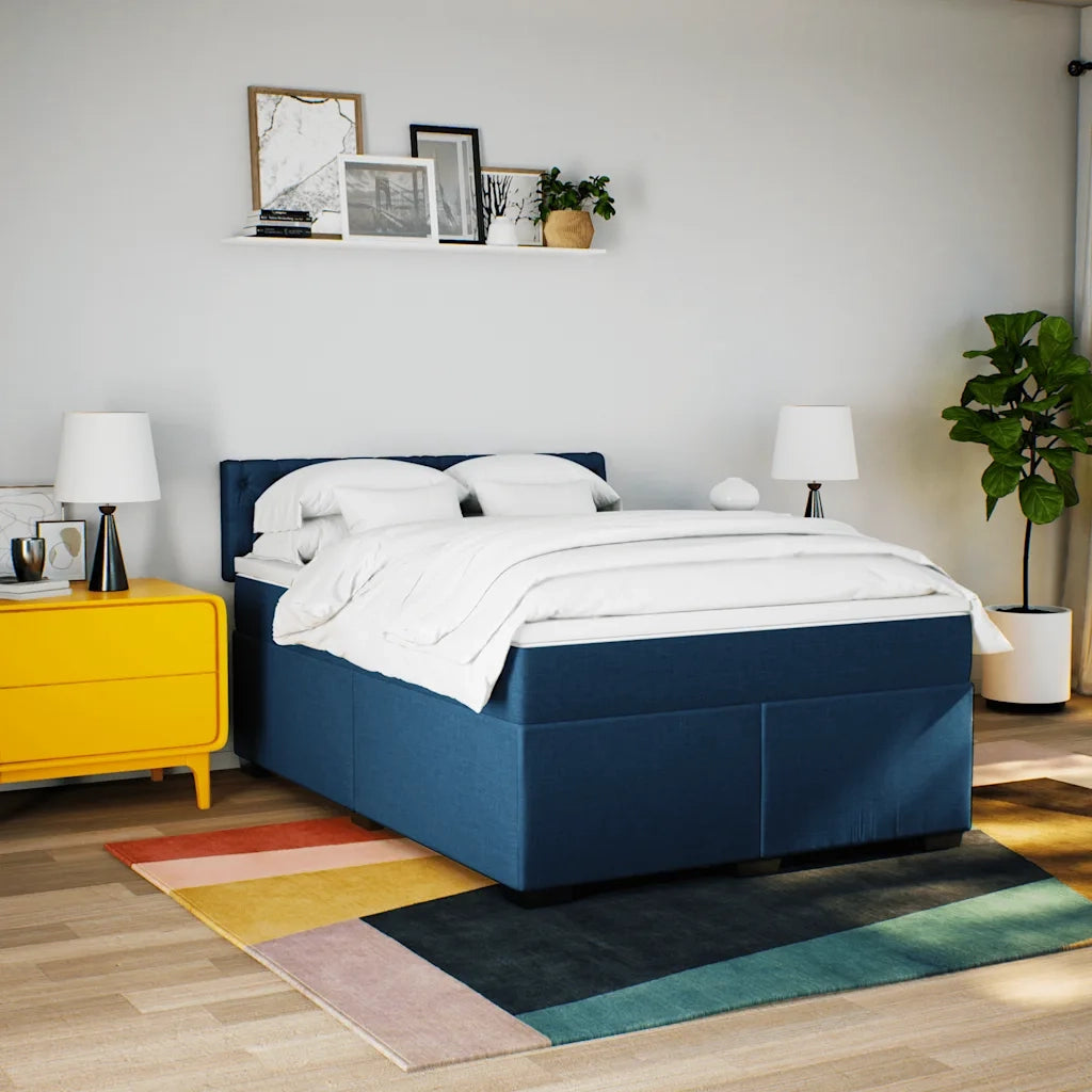 Giroletto a Molle con Materasso Blu 140x200 cm in Tessuto