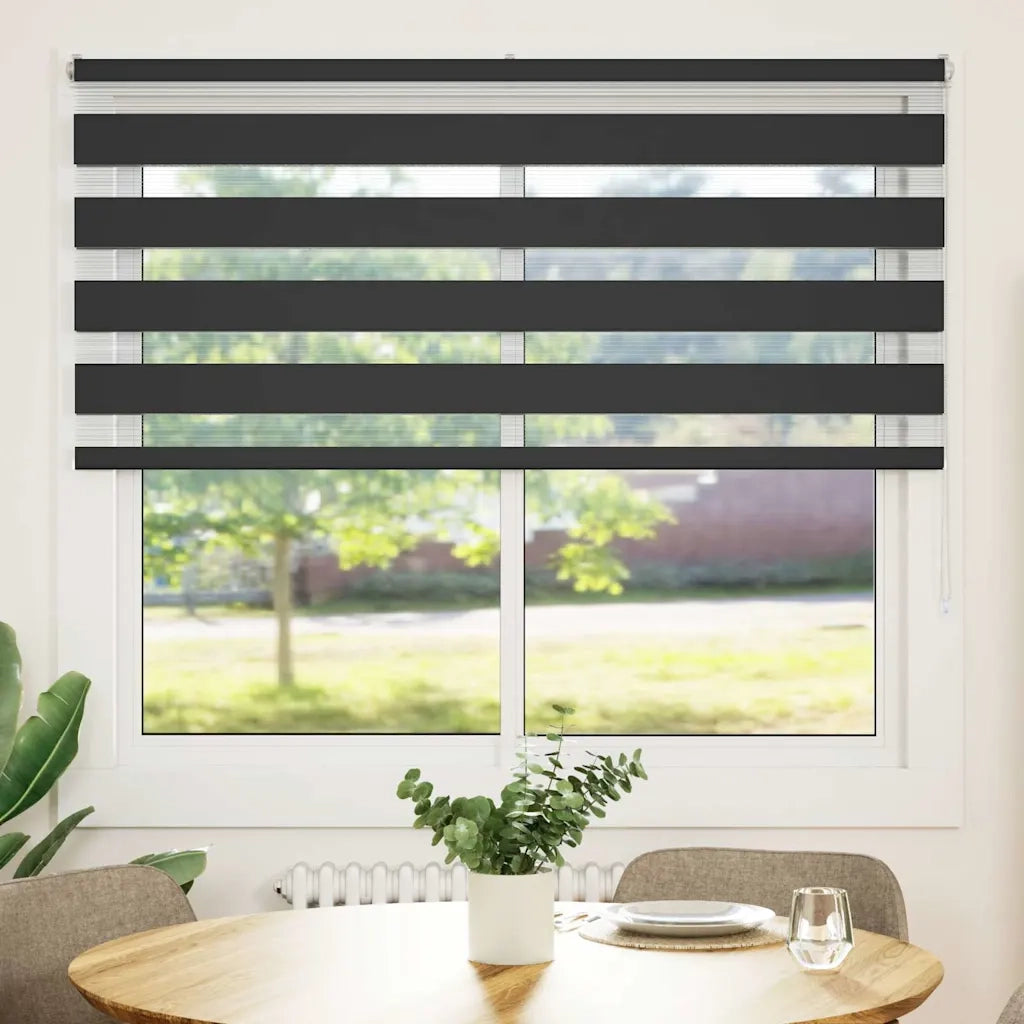 vidaXL Tenda a Rullo Zebra Nero Larghezza Tessuto 160,9 cm Poliestere