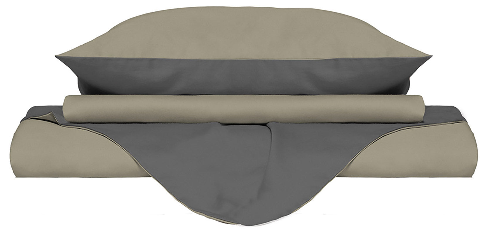 Copripiumino con Sacco e Federe Doubleface Tortora/Fumo 1 Piazza e Mezzo