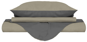 Copripiumino con Sacco e Federe Doubleface Tortora/Fumo Singolo